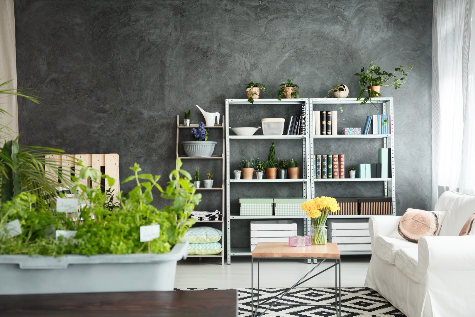 Grey and white interior